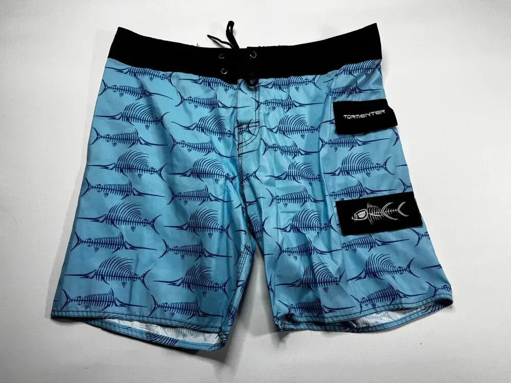 Tormenter Patriot Men's Blue Fish Print Performance Board‎ Shorts - 36 (38x7.5)*